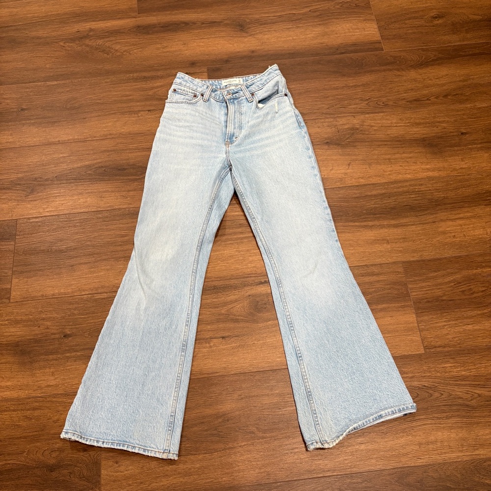 Abercrombie & Fitch Blue Flare Wide Leg Jeans
